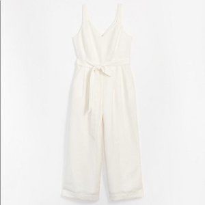 Ann Taylor LOFT Ivory off white  linen cropped wideleg nwt sleeveless jumpsuit